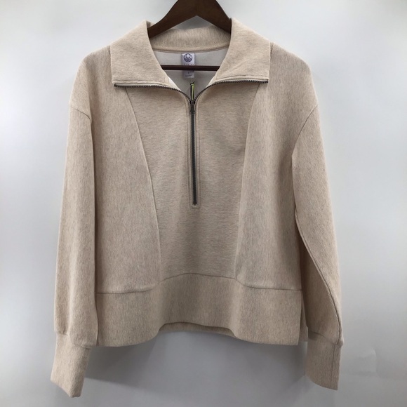 Te Verde Tops - Beige Quarter-Zip Pullover